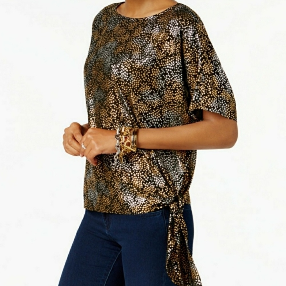 New Michael Kors star print tie ham top
